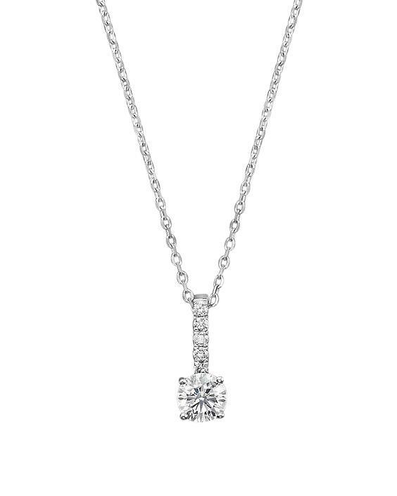 White Gold 14K Women Pendant Necklace 2.5 Carats Sparkling Round Brilliant Shaped Diamonds