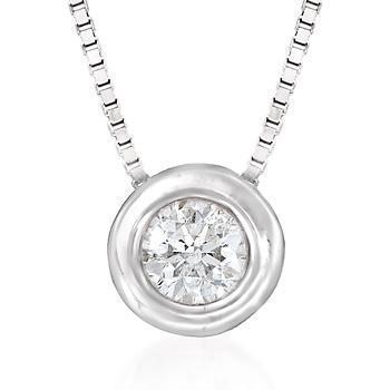 Sparkling Solitaire  Round Diamond Bezel Set Pendant Gold 1.5 Ct