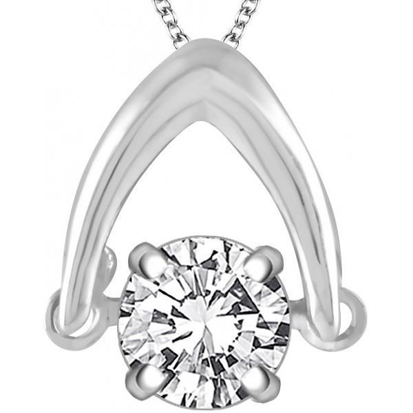Lady White Gold 14K Solitaire Round Brilliant Shaped 2.75 Carat Diamond Pendant Necklace