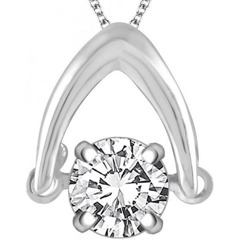 Lady White Gold 14K Solitaire Round Brilliant Shaped 2.75 Carat Diamond Pendant Necklace
