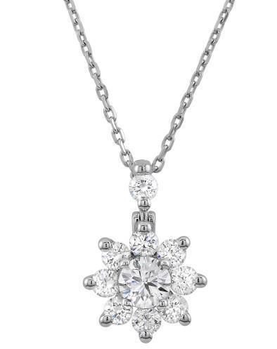 White Gold 14K Round Cut Sparkling 3.95 Carat Diamonds Pendant Necklace
