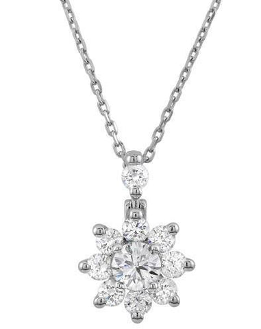White Gold 14K Round Cut Sparkling 3.95 Carat Diamonds Pendant Necklace