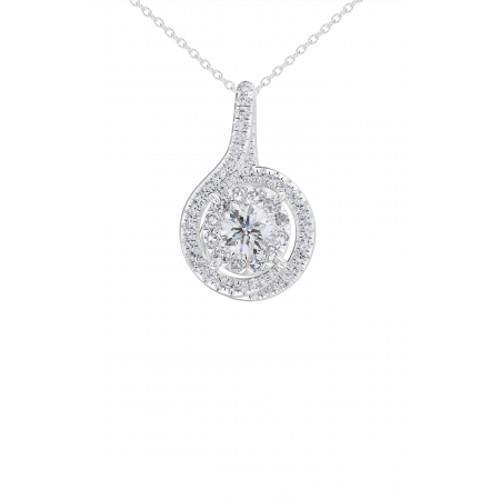 Prong Set Diamonds Pendant Necklace Gold White 14K New 2.70 Carats