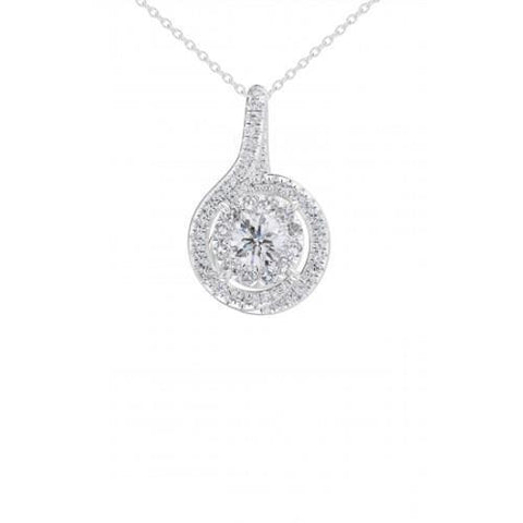 Prong Set Diamonds Pendant Necklace Gold White 14K New 2.70 Carats
