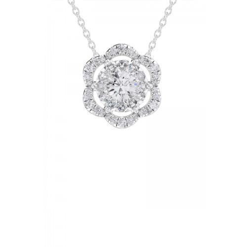 Sparkling Round Cut Diamonds Pendant Necklace 14K Gold 3.00 Carats