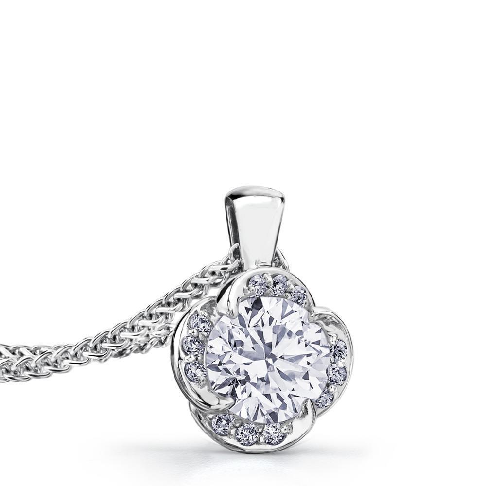 White Gold 14K Round Cut  Diamonds Pendant Necklace 2.60 Carats