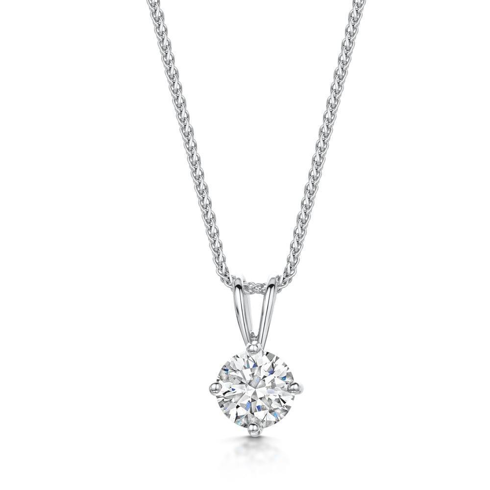 Sparkling 2.50 Ct Diamond Pendant Necklace With Chain White Gold 14K