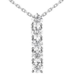 Women White Gold 14K Five Stone Necklace Pendant Round Brilliant Cut 2.5 Carats Diamonds