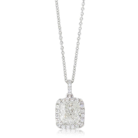 White Gold 14K  Pendant Necklace With Chain 1.85 Carats Diamonds
