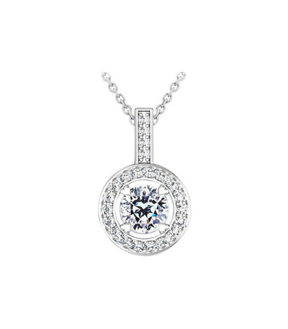Round Cut Diamonds Lady Pendant Necklace Gold White 14K 2.10 Carats