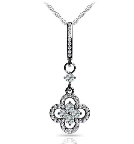 Lady White Gold Precious Petals Pendant Necklace 6.50 Carat Round Shaped Diamonds