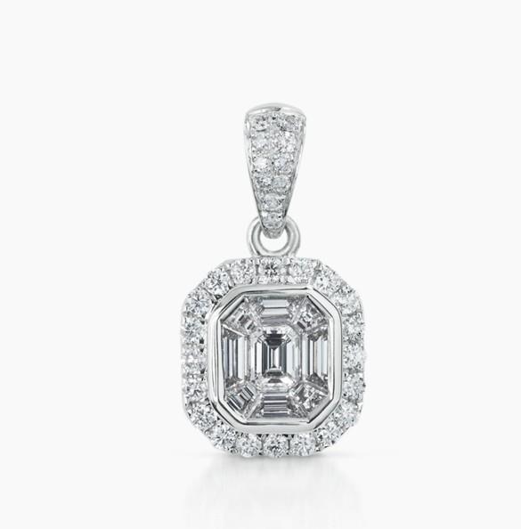 Sparkling Bezel Set Diamonds Pendant Necklace White Gold  2.25 Carats