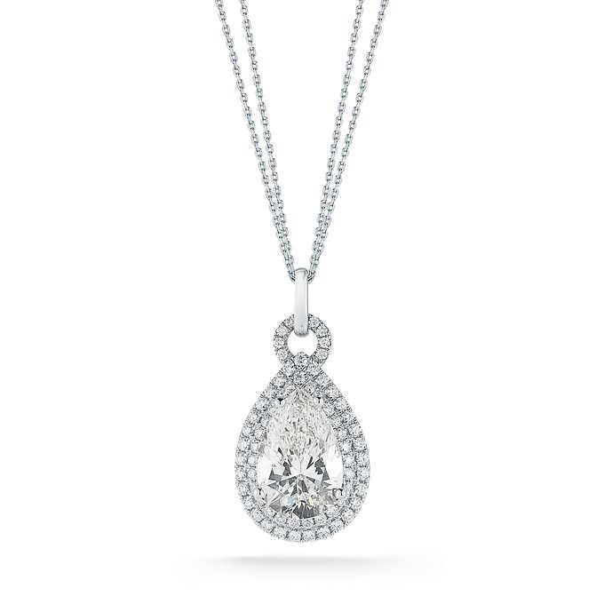 Women White Gold Jewelry Pear With Round Cut 5.5 Carat Diamond Necklace Pendant