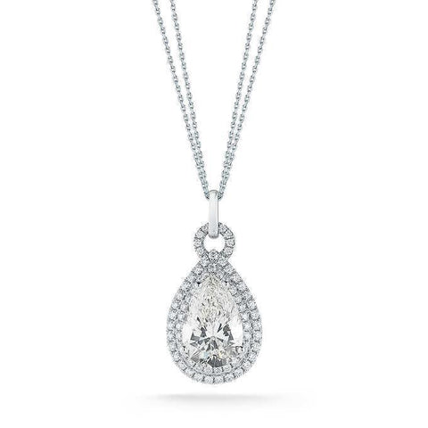Women White Gold Jewelry Pear With Round Cut 5.5 Carat Diamond Necklace Pendant