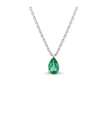 5.00 Ct Solitaire Green Emerald Wg 14K Pendant Necklace With Chain
