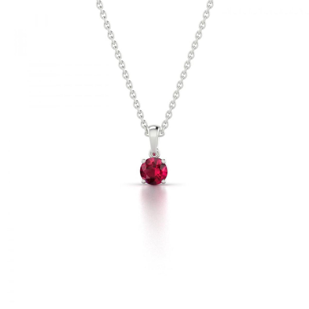 Solitaire 3.00 Ct. Red Ruby Pendant Necklace White God 14K