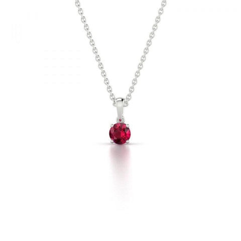 Solitaire 3.00 Ct. Red Ruby Pendant Necklace White God 14K