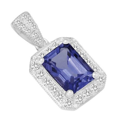 14K Gold 14.30 Ct Tanzanite & Diamonds Pendant Necklace With Chain