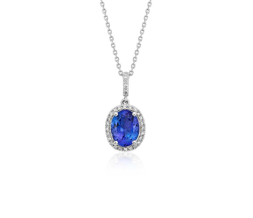 4.55 Ct Tanzanite With Diamonds Gold 14K Pendant Necklace With Chain