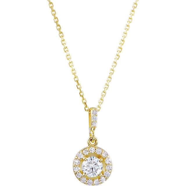 Yellow Gold 14K Sparkling 1.45 Carats Diamonds Pendant Necklace