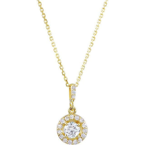 Yellow Gold 14K Sparkling 1.45 Carats Diamonds Pendant Necklace