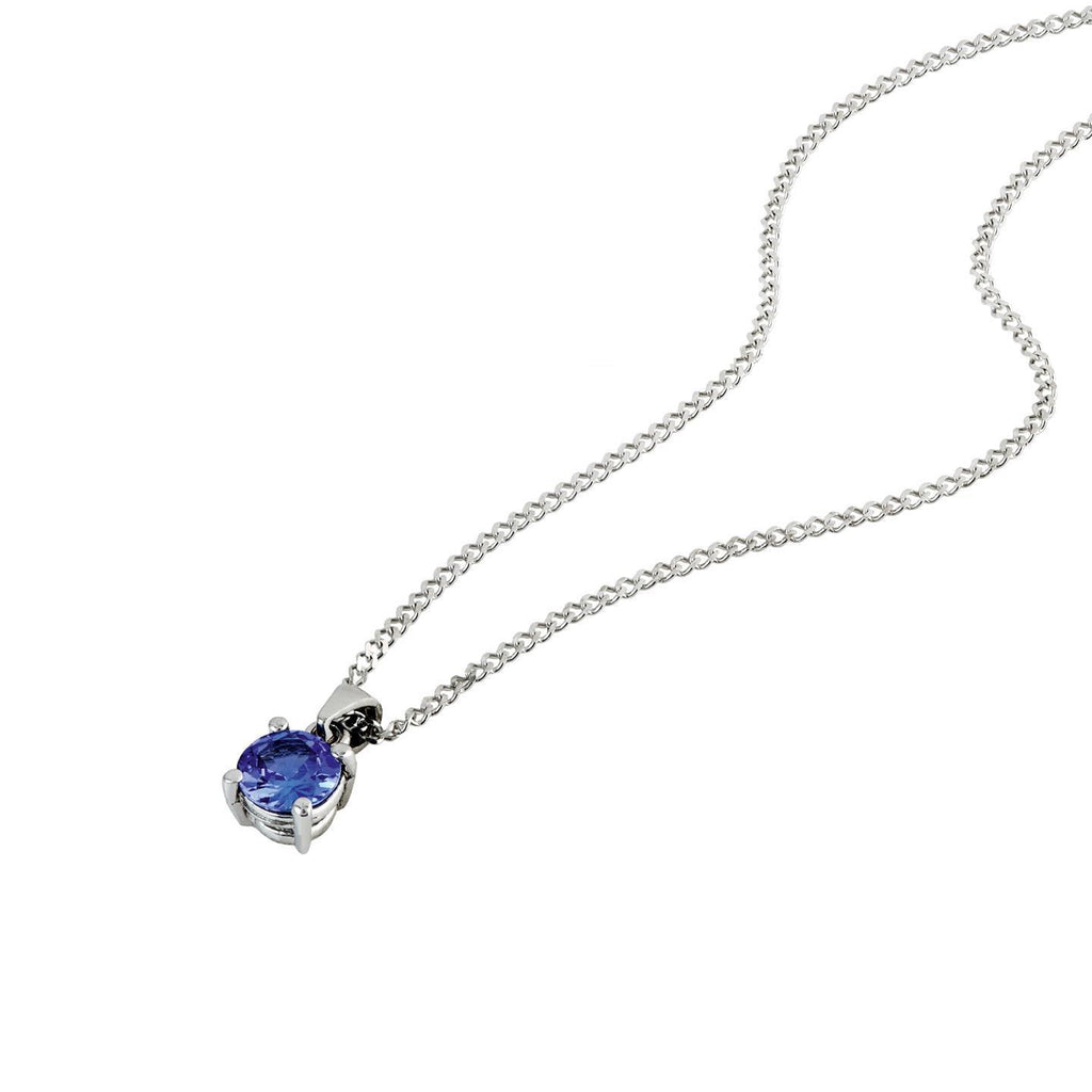 Wg 14K 5.00 Carat Prong Set Tanzanite Pendant Necklace With Chain