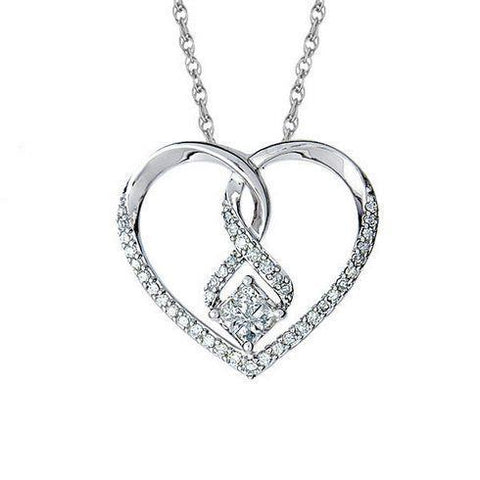 White Gold 14K Jewelry New Princess And Round Shaped 3.00 Carat Diamond Heart Pendant