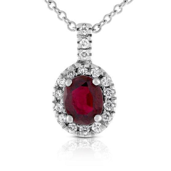 Oval Ruby With Round Cut Diamonds Pendant Necklace Wg 14K 4.75 Carats