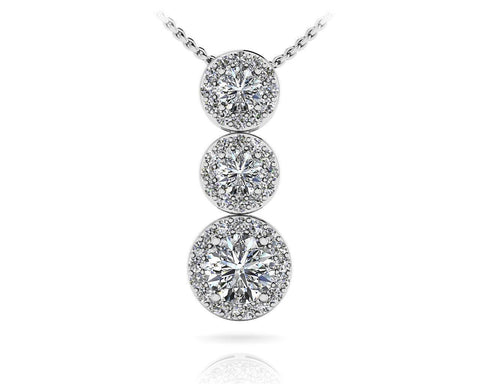 Round Brilliant Cut Diamonds 3 Stone Style Pendant Necklace 6 Ct