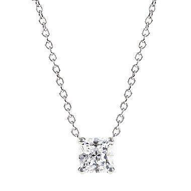 Sparkling 2.5 Ct White Gold Princess Cut Diamond Pendant Necklace