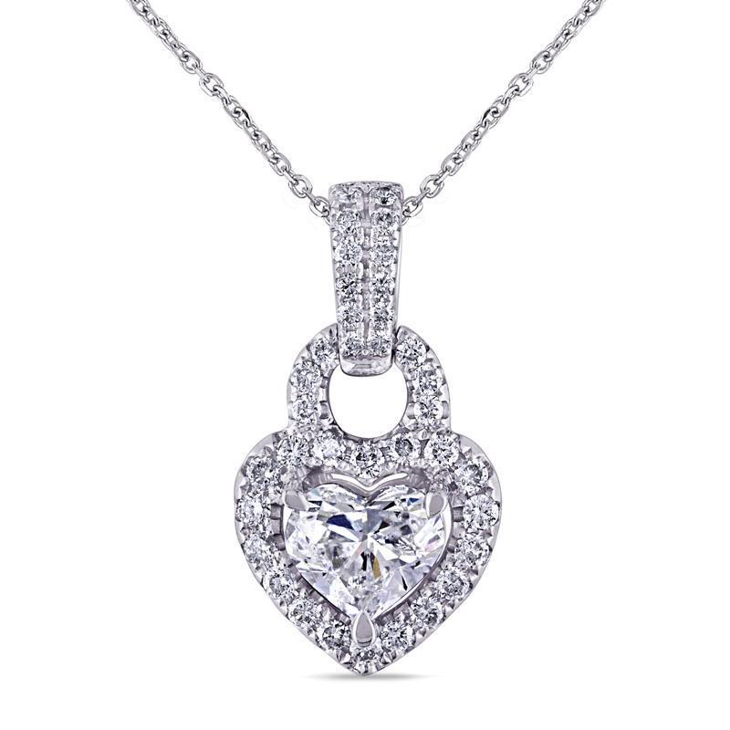 Heart And Round Brilliant Cut Diamonds Pendant Necklace White  5.50 Ct
