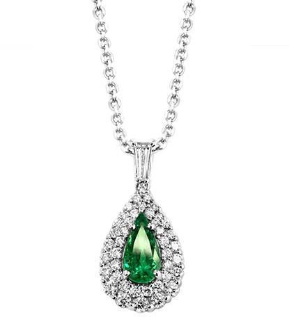 White Diamonds Green Emerald With Pendant Necklace Wg 14K 3.90 Ct. Jewelry
