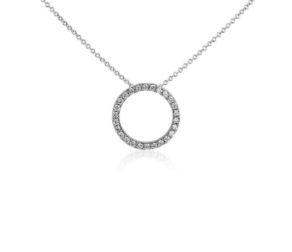 F Vvs1 2.60 Carats Diamonds Circle Pendant Necklace Gold White 14K