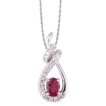 2.80 Carats Red Ruby With Diamond Lady Pendant Necklace Gold White 14K