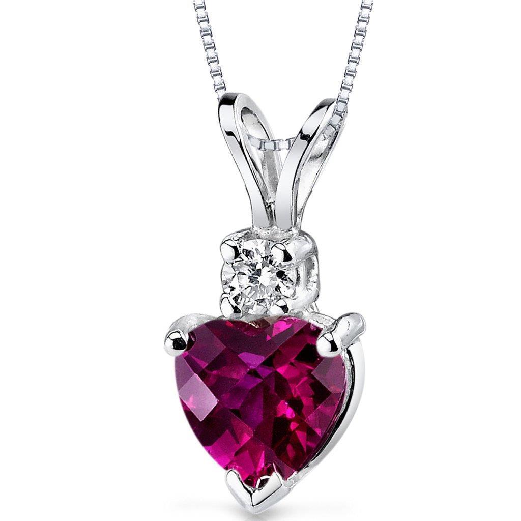 White Gold 14K Pendant Necklace 6.85 Carats Ruby With Diamonds New