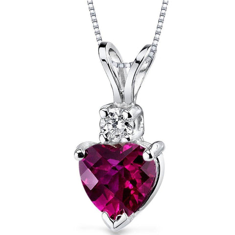 White Gold 14K Pendant Necklace 6.85 Carats Ruby With Diamonds New