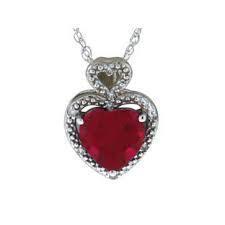 Pendant Necklace Red Ruby And Diamonds 5.35 Carats White Gold 14K