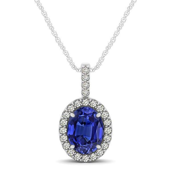 Pendant 14K White Gold 3.50 Ct Prong Set Tanzanite With Diamonds