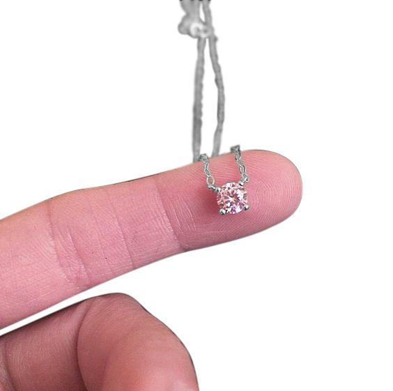 Round Cut Solitaire 1.00 Carat Diamond Pendant Necklace White Gold 14K
