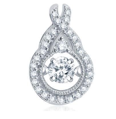 White Gold 14K Round Brilliant Shaped 2.85 Carats Diamonds Pendant Necklace