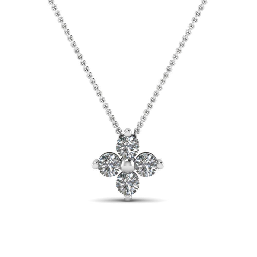 Diamonds Fleur Grace Pendant Necklace Gorgeous Round Cut White Gold 2 Ct