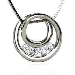 Pendant Solid White Gold 14K 2 Carats Round Diamond Circle Necklace