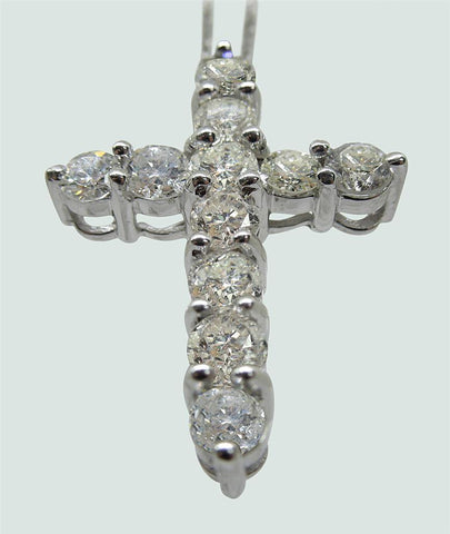 Pendant Solid Gold 14K  Cross Necklace 2.75 Ct Round Cut Diamond