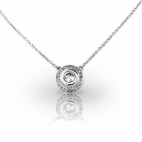 White Gold 14K Round Brilliant Cut 2.00 Carats Diamonds Pendant Necklace