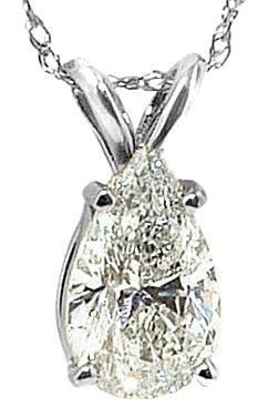 Pear Cut Solitaire G Si1 2.50 Carat Diamond Pendant Necklace 14K Gold