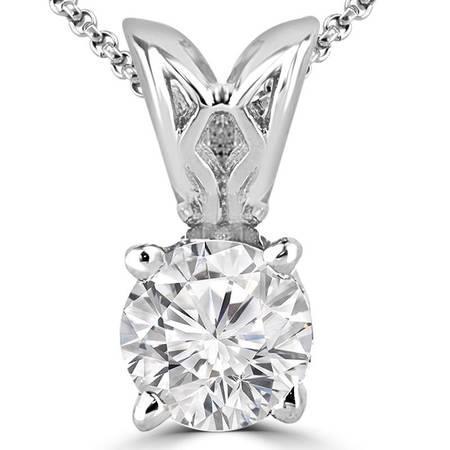 White Gold 14K Round Cut 2.50 Carat Diamond Pendant Necklace New