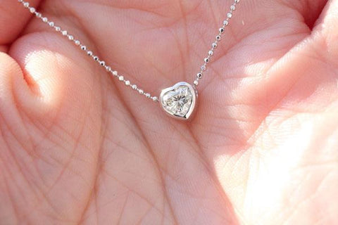 1.00 Carat Heart Cut Diamond Necklace Pendant Gold White 14K New