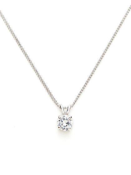 Women Necklace Pendant 0.85 Carat Diamond White Gold 14K New