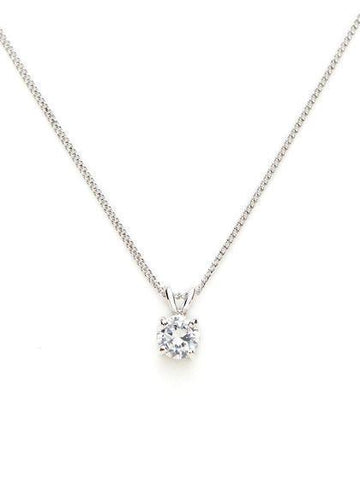 Women Necklace Pendant 0.85 Carat Diamond White Gold 14K New