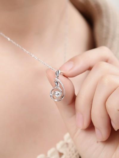 Ladies Necklace Pendant F Vs1 1.00 Carat Diamond Gold White 14K New